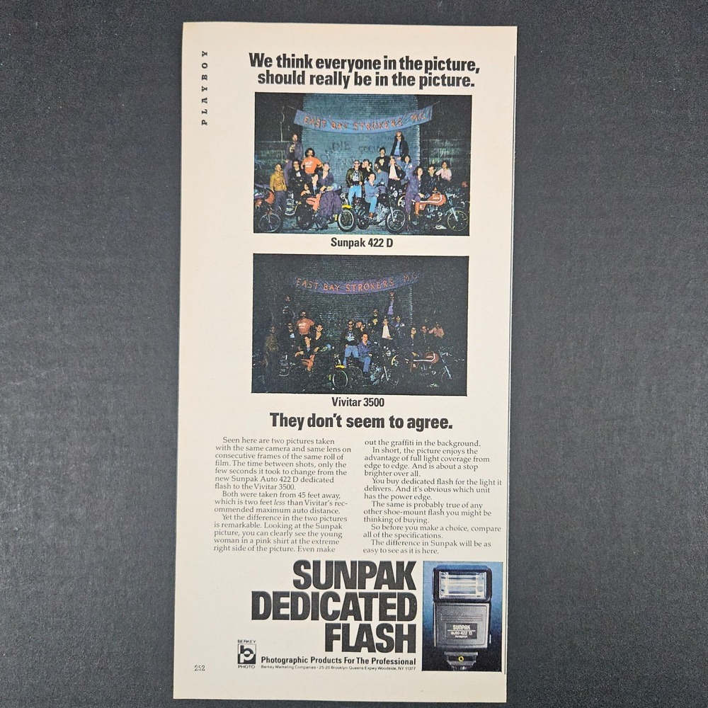 1982 Berkley Marketing Sunpak Dedicated Flash Film Photography Vintage Print Ad